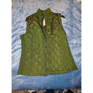NWT Serra Ladies Green Quilted Vest Size Large - Full Zip Sleeveless Puffer